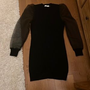 Brand new black mini dress with sheer sleeves
